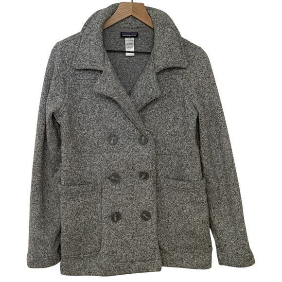 Patagonia Womens Better Sweater Gray Double Breasted Peacoat Jacket Size Medium - Picture 2 of 10